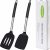 Silicone Spatula Turner, Heat Resistant Slotted Spatula Solid Turner for Cooking, BPA Free Large Black Silicone Spatula Kitchen Utensils for Baking Non Stick Cookware, Dishwasher Safe, 2 Pack