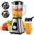 TWOMEOW 1200W Blender Professional 2-1 Smoothie Blender Combo, 1.5L Glass Jar Smoothie Maker with 650ML Travel Cup, 3-Speed Blenders, Jug Blender for Smoothies, Shakes, Frozen Drinks Sauces, Silver
