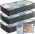 Underbed Storage Bag 3Pack 90L Large Under Bed Storage Box with 4 x Large Zip lock Bags with PVC Window for Clothes, Duvets, Comforters, Blankets, Bedding, Quilts