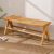 Wahson Rattan Dining Bench Modern Ottoman Bench Seat with Solid Wood Legs Entryway Bench Seat, Window Seat Footstools for Dining Room, Natural Wood