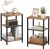 iDavosic.ly 3-Tier Side Table Set of 2, Industrial End Table Nightstand Small Table, Retro Bedside Table Cabinet Organizer for Living Room, Bedroom, Office, Bathroom, Rustic Brown