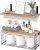 zhongko 41CM Floating Shelves, 2 Set Bathroom Shelves with Wire Storage Basket, Wood Wall Shelves for Bathroom, Kitchen, Bedroom, Living Room, Laundry Room（Dark Brown）, Vintage